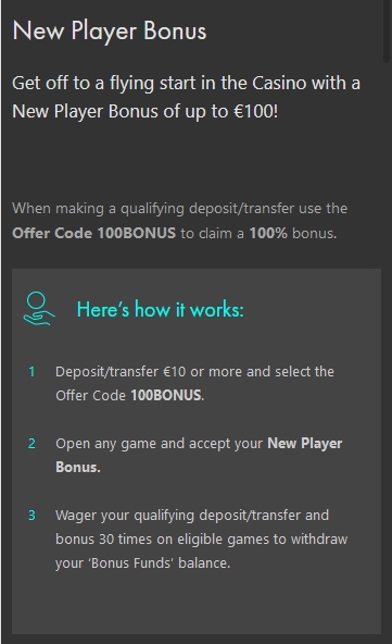 Bonus de bienvenu au Casino